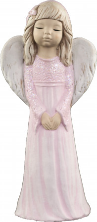 detail Anděl ze sádry Malgosia kokarda růžový GD DESIGN