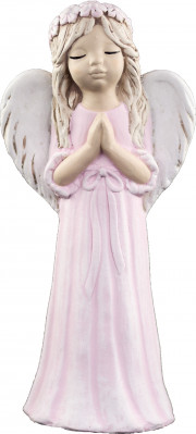 Anděl sádrový Malgosia s věnečkem růžový