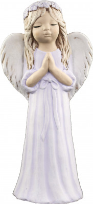 Anděl ze sádry Malgosia s věnečkem fialový