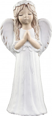 Anděl sádrový Malgosia s věnečkem bílý