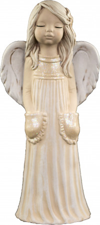 detail Anděl ze sádry Malgosia s kapsami oranžový GD DESIGN