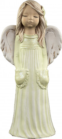 detail Anděl sádrový Malgosia s kapsami zelený GD DESIGN
