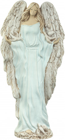 detail Anděl ze sádry Gloria nebesky modrý GD DESIGN
