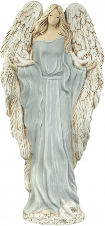 detail Anděl Gloria ze sádry šedomodrý GD DESIGN