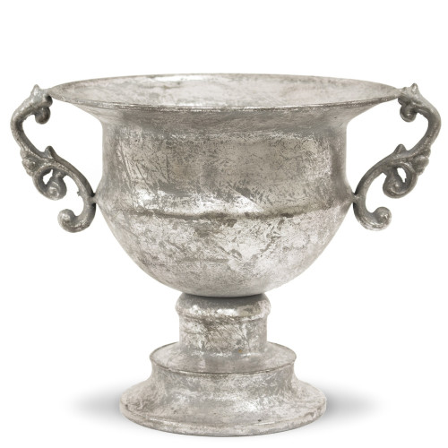 Stříbrná kovová váza s úchyty