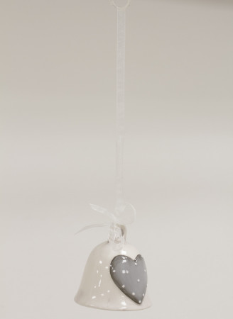 detail Bílý zvoneček s šedým srdíčkem GD DESIGN