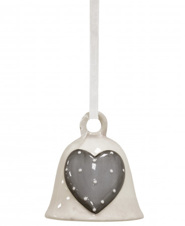 detail Bílý zvoneček s šedým srdíčkem GD DESIGN