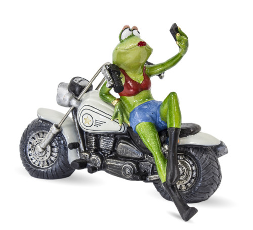 Figurka žabka na motorce