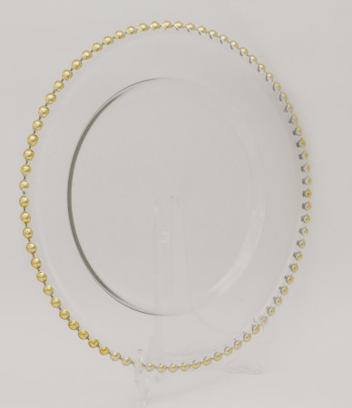 detail Skleněný talíř se zlatým okrajem GD DESIGN