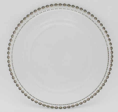 detail Skleněný talíř se stříbrným detailem GD DESIGN