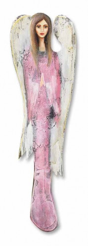 Malba anděla v růžových šatech
