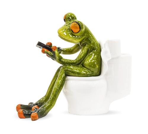 Figurka žába na záchodě