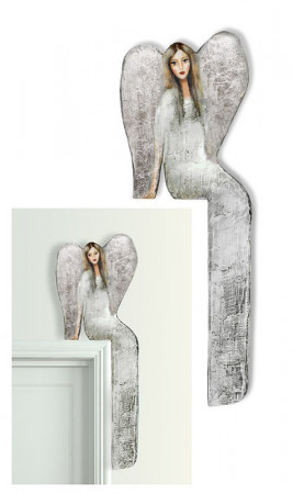 detail Dřevěný anděl na dveře šedý GD DESIGN