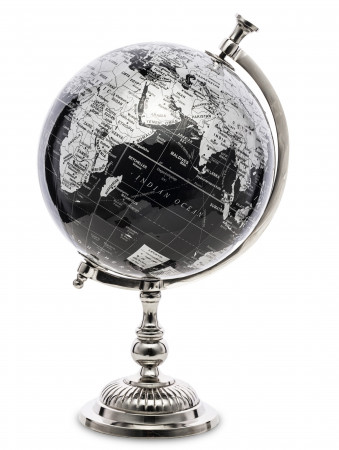 detail Kovový globus stříbrno-černý GD DESIGN
