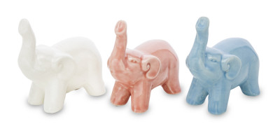 Barevný slon z keramiky žlutý,bílý,růžový,modrý