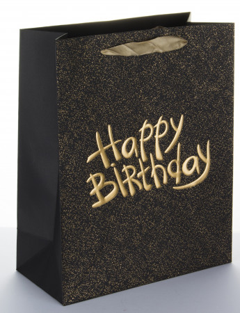 detail Černá taška Happy Birthday zlatá GD DESIGN
