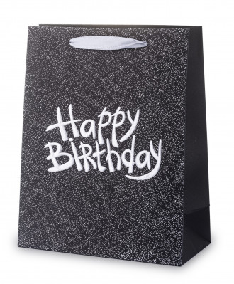Černá taška Happy Birthday stříbrná