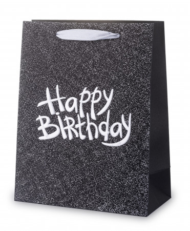 detail Černá taška Happy Birthday stříbrná GD DESIGN