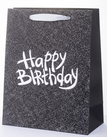 detail Černá taška Happy Birthday stříbrná GD DESIGN