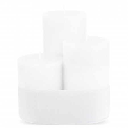 detail Vonná svíčka lino blanco klasická bílá válec 3 kusy GD DESIGN