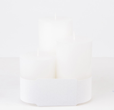 detail Vonná svíčka lino blanco klasická bílá válec 3 kusy GD DESIGN