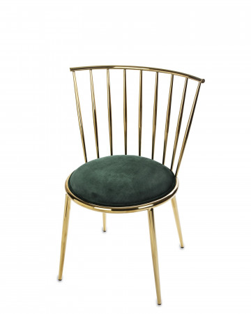 detail Kovová židle zlatá se zeleným sedákem GD DESIGN