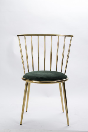 detail Kovová židle zlatá se zeleným sedákem GD DESIGN