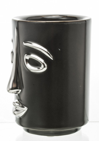 detail Černá váza se stříbrným obličejem GD DESIGN
