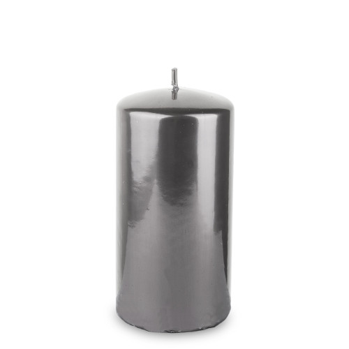 Svíčka válec metalická šedá 14x7x7 cm
