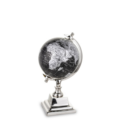 Dekorační globus stříbrno-černý