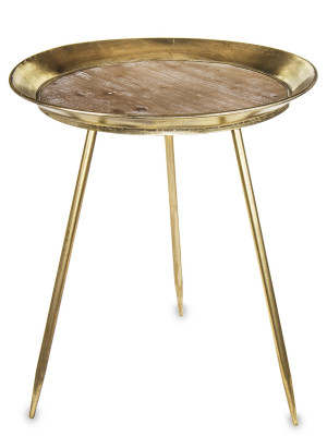 Zlatý stolek s dřevěnou deskou