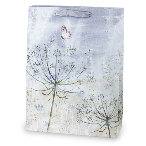 Papírová taška šedý květ