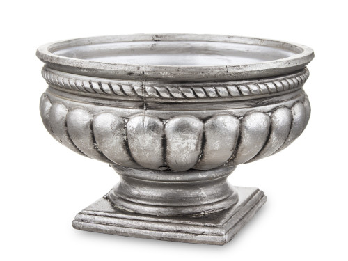 Stříbrný květináč z keramiky