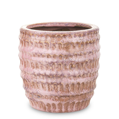 Růžový květináč z keramiky