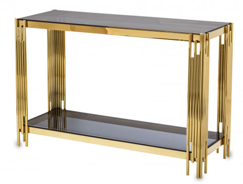 Konzolový stolek zlatý se sklem