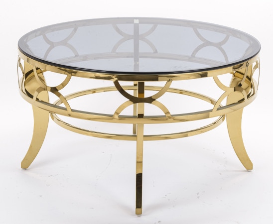 detail Konferenční stolek zlatý kouřové sklo GD DESIGN