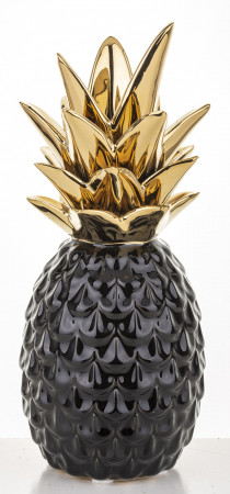detail Černý ananas se zlatými listy 22 cm GD DESIGN