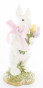 náhled Bílý zajíc s tulipány a růžovou mašlí 23 cm GD DESIGN