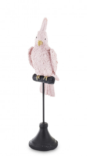Figurka růžový papoušek na bidýlku 33 cm