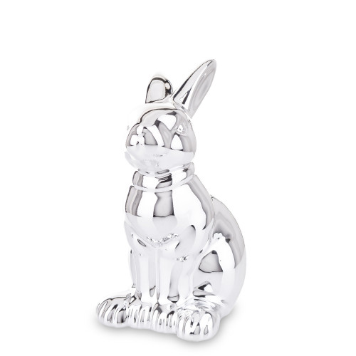Velikonoční figurka stříbrný lesklý králík