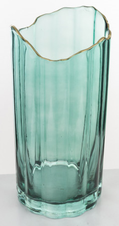 detail Zelená váza se zlatým okrajem 25 cm GD DESIGN