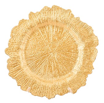 detail Dekorativní talíř plastový zlatý GD DESIGN