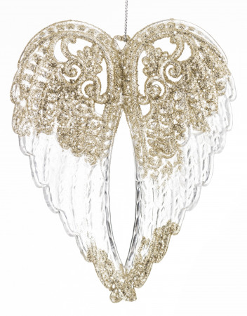 detail Závěsná dekorace křídla zlato průhledná GD DESIGN