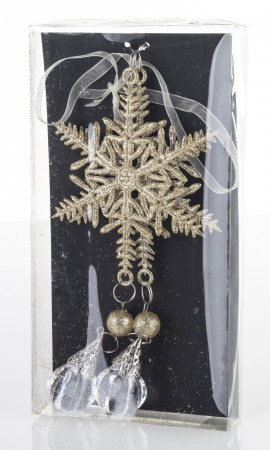 detail Vánoční závěsná dekorace vločky šampaň GD DESIGN