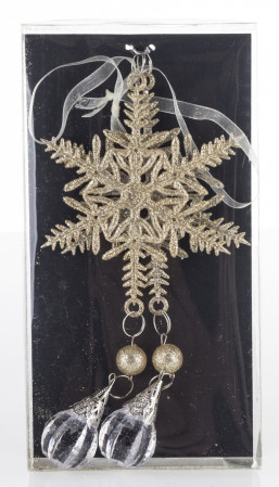 detail Vánoční závěsná dekorace vločky šampaň GD DESIGN