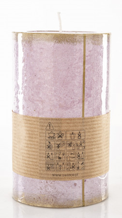 detail Růžová svíčka Rustic Patyn válec GD DESIGN