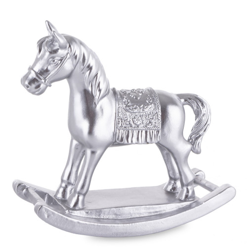 Vánoční figurka houpací kůň stříbrný