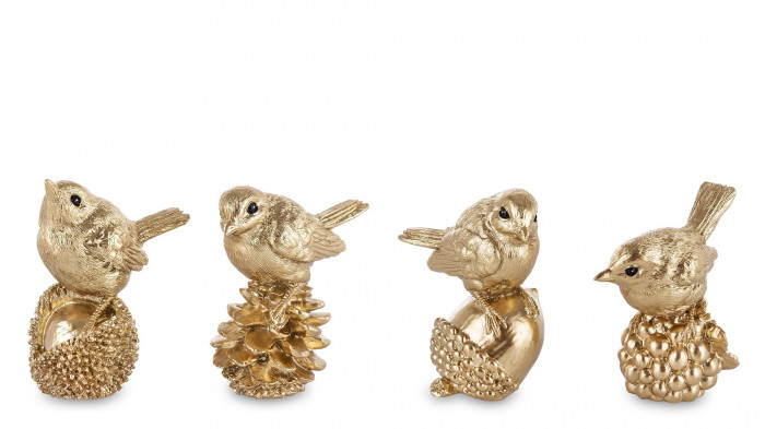 detail Vánoční figurka ptáček zlatý různé varianty GD DESIGN