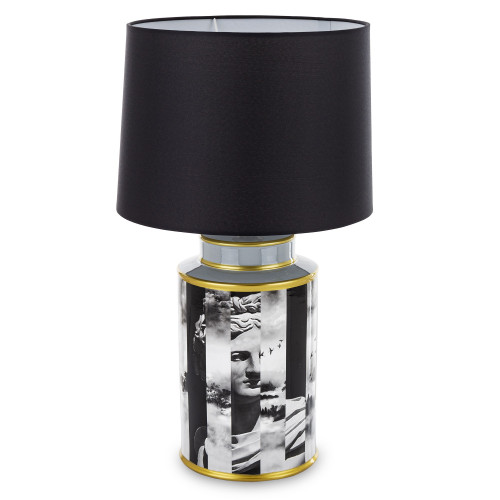 Keramická lampa s černobílým dekorem