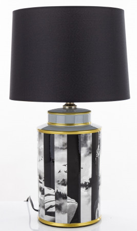 detail Keramická lampa s černobílým dekorem GD DESIGN